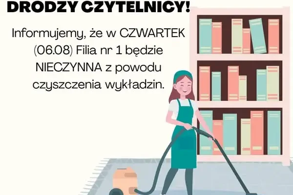 Filia nr 1 MBP w Nowym Targu zamknięta w czwartek z powodu czyszczenia wykładzin