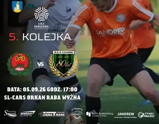 5. kolejka ligowa: Orkan Raba Wyżna podejmuje Czarnych Czarny Dunajec