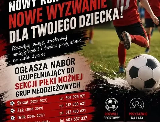 SKS Sokolica Krościenko n.D. prowadzi nabór uzupełniający do grup młodzieżowych