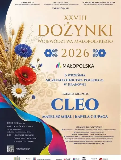 Dożynki Wojewódzkie 2026 w Krakowie – zaproszenie dla mieszkańców