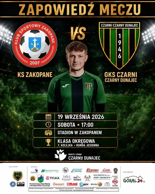 GKS Czarni Czarny Dunajec zagra w Zakopanem. Ważny mecz o ligowe punkty