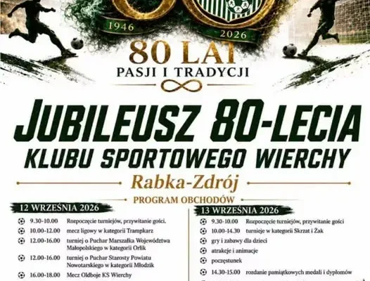 80 lat KS Wierchy Rabka-Zdrój – jubileuszowy weekend już 12 i 13 września