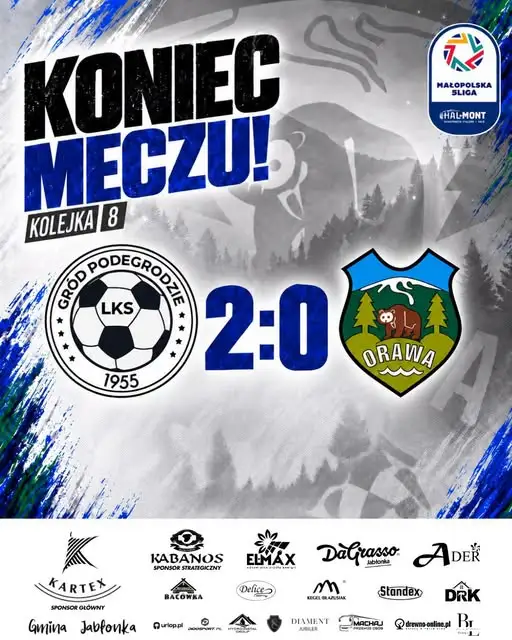LKS Orawa Jabłonka bez punktów w Podegrodziu – porażka 0:2 z Grodem