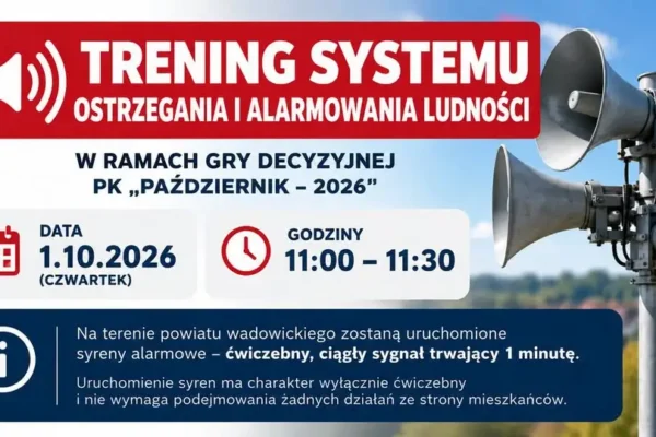 Trening syren alarmowych w powiecie wadowickim – 1 października 2026