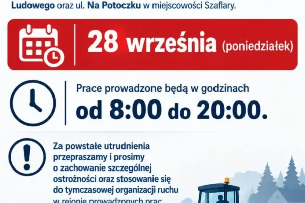 Szaflary: asfaltowanie ul. 75 lecia Ruchu Ludowego i ul. Na Potoczku – utrudnienia w ruchu