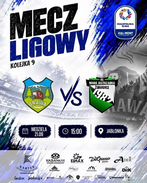 LKS Orawa Jabłonka zaprasza na mecz 9. kolejki V Ligi Małopolskiej z KS Nowa Jastrząbka-Żukowice