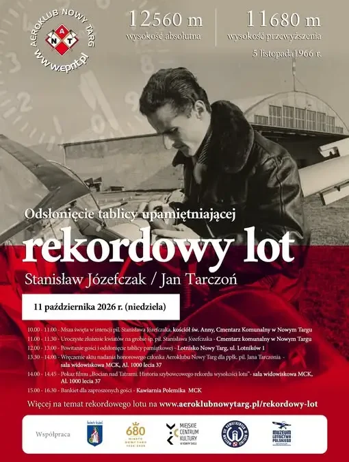 Nowy Targ: 60. rocznica rekordowego lotu szybowcowego – obchody już 11 października