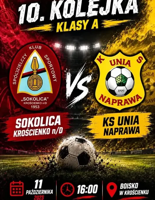 SKS Sokolica Krościenko podejmie Unię Naprawa w 10. kolejce klasy A