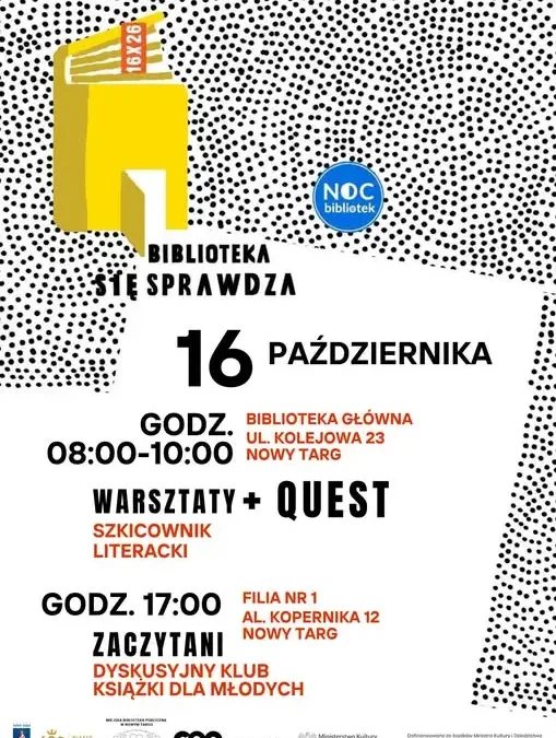 Noc Bibliotek w Nowym Targu – warsztaty, quest i klub książki już 16 października